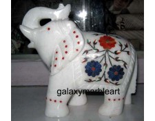 Home décor marble inlay elephant ht 5" e-512